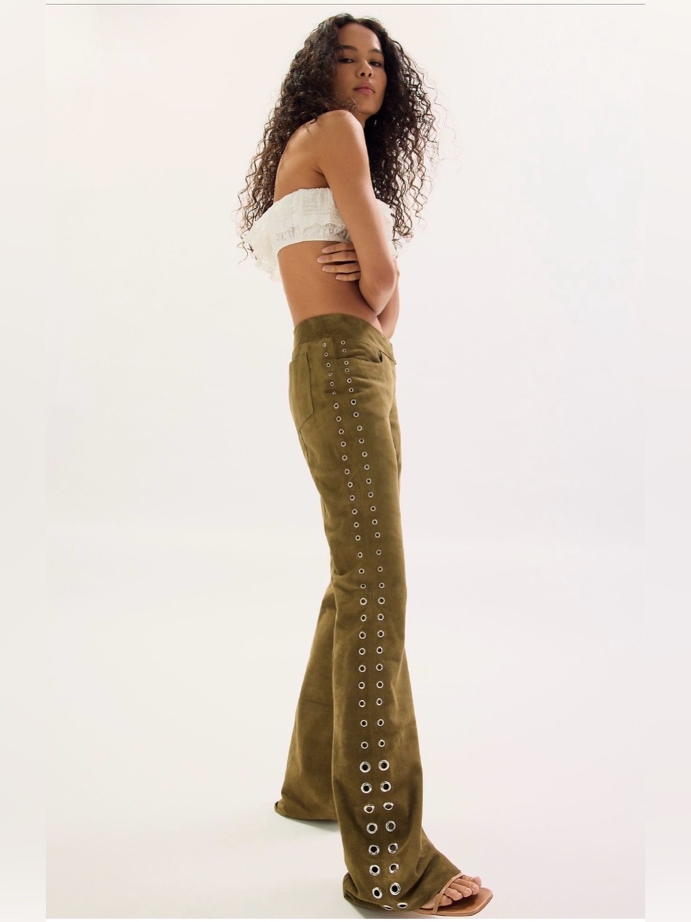 Free People Deadwood Dali  💯 Suede Eyelet Pants NWT